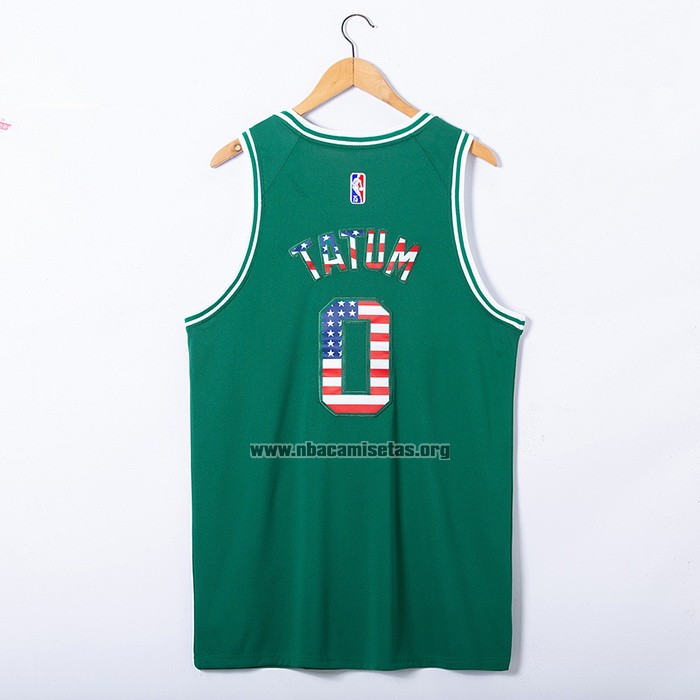 Camiseta Boston Celtics Jayson Tatum NO 0 75th Bandera Edition Verde